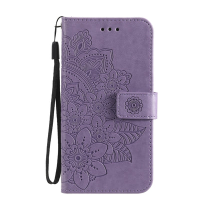 7-petal Flowers Embossing Pattern Horizontal Flip PU Leather Case with Holder & Card Slots & Wallet & Photo Frame