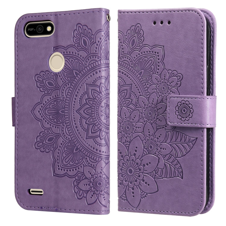 7-petal Flowers Embossing Pattern Horizontal Flip PU Leather Case with Holder & Card Slots & Wallet & Photo Frame, For Tecno Pop 2 F, For Tecno Spark 6, For Tecno Spark 6 Go