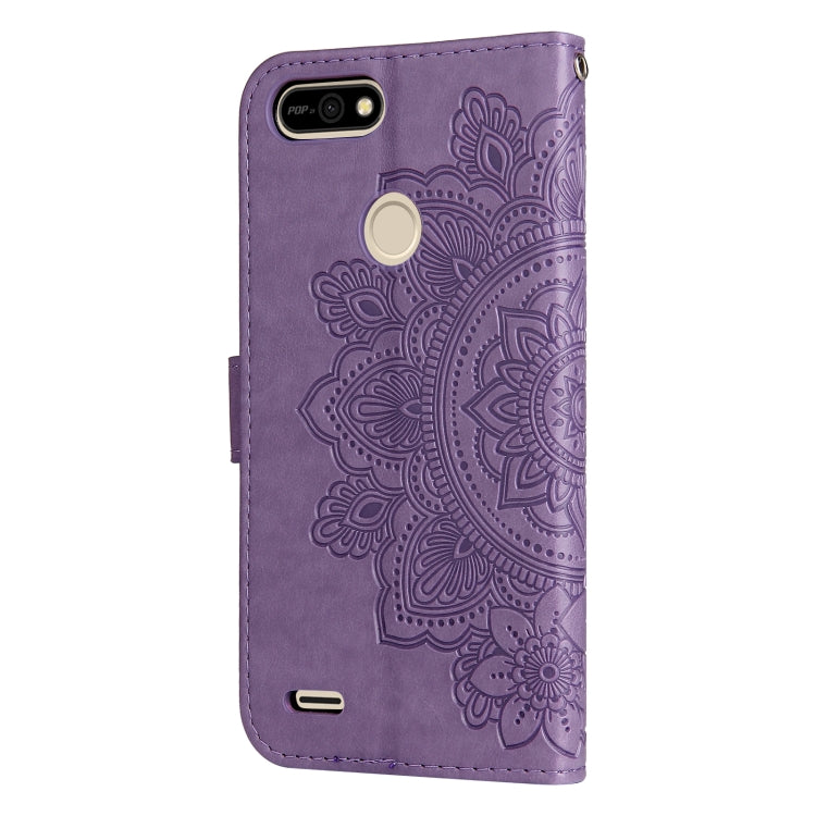 7-petal Flowers Embossing Pattern Horizontal Flip PU Leather Case with Holder & Card Slots & Wallet & Photo Frame, For Tecno Pop 2 F, For Tecno Spark 6, For Tecno Spark 6 Go