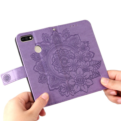 7-petal Flowers Embossing Pattern Horizontal Flip PU Leather Case with Holder & Card Slots & Wallet & Photo Frame