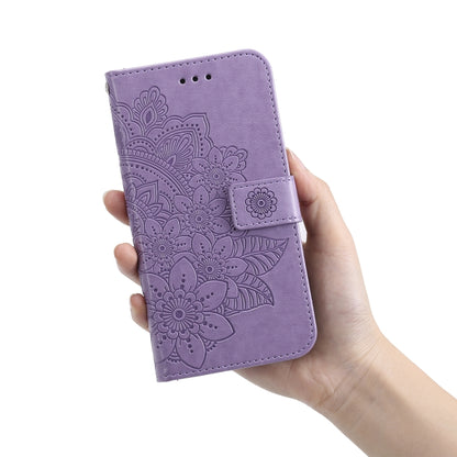 7-petal Flowers Embossing Pattern Horizontal Flip PU Leather Case with Holder & Card Slots & Wallet & Photo Frame