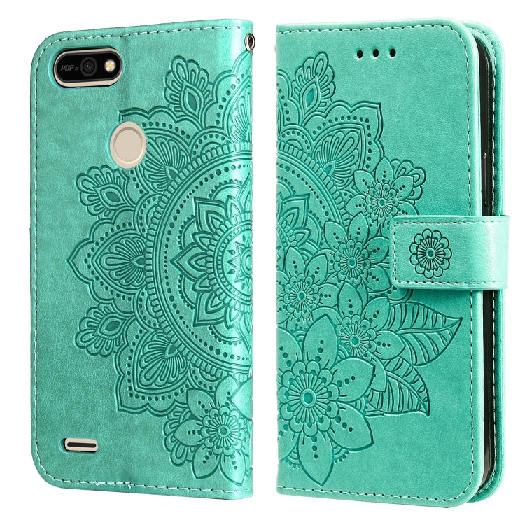 7-petal Flowers Embossing Pattern Horizontal Flip PU Leather Case with Holder & Card Slots & Wallet & Photo Frame, For Tecno Pop 2 F, For Tecno Spark 6, For Tecno Spark 6 Go