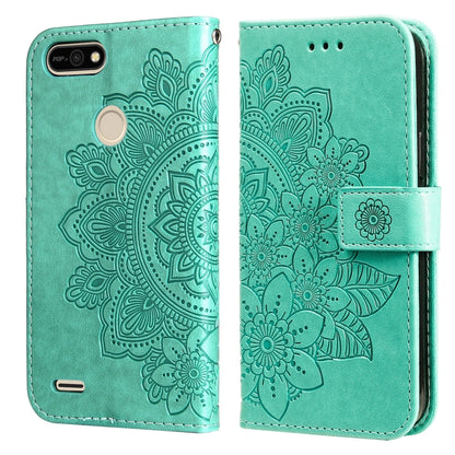 7-petal Flowers Embossing Pattern Horizontal Flip PU Leather Case with Holder & Card Slots & Wallet & Photo Frame, For Tecno Pop 2 F, For Tecno Spark 6, For Tecno Spark 6 Go