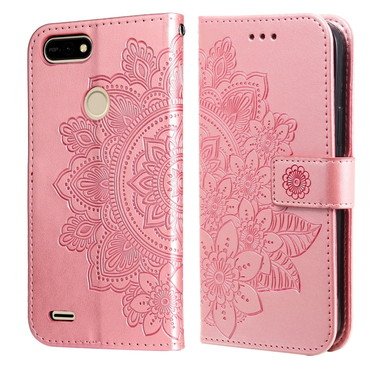 7-petal Flowers Embossing Pattern Horizontal Flip PU Leather Case with Holder & Card Slots & Wallet & Photo Frame, For Tecno Pop 2 F, For Tecno Spark 6, For Tecno Spark 6 Go