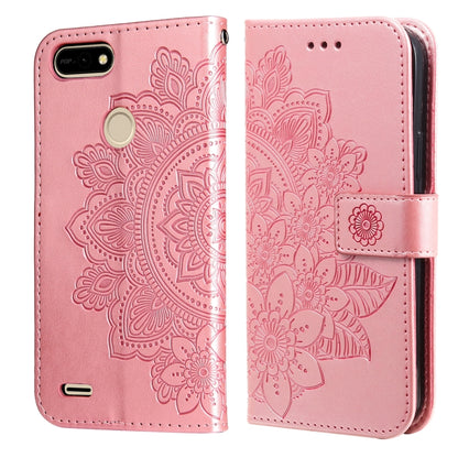 7-petal Flowers Embossing Pattern Horizontal Flip PU Leather Case with Holder & Card Slots & Wallet & Photo Frame, For Tecno Pop 2 F, For Tecno Spark 6, For Tecno Spark 6 Go
