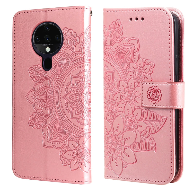 7-petal Flowers Embossing Pattern Horizontal Flip PU Leather Case with Holder & Card Slots & Wallet & Photo Frame, For Tecno Pop 2 F, For Tecno Spark 6, For Tecno Spark 6 Go