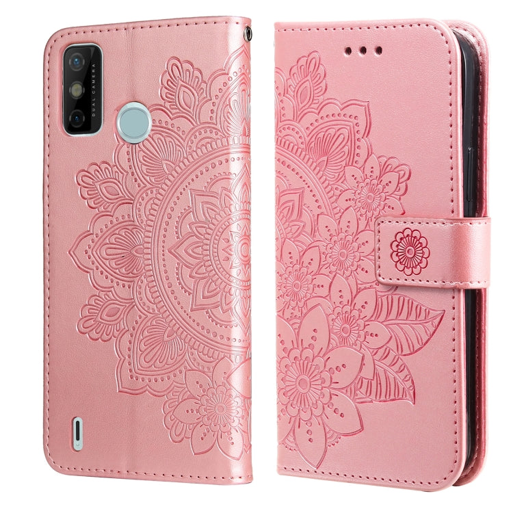 7-petal Flowers Embossing Pattern Horizontal Flip PU Leather Case with Holder & Card Slots & Wallet & Photo Frame, For Tecno Pop 2 F, For Tecno Spark 6, For Tecno Spark 6 Go