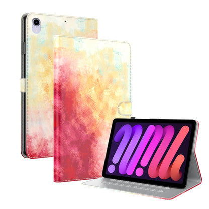 Watercolor Pattern Skin Feel Magnetic Horizontal Flip PU Leather Case with Holder & Card Slots & Photo Frame & Sleep / Wake-up Function