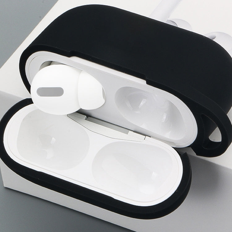 For AirPods Pro Silicone Wireless Earphone Protective Case Storage Box with Hook & Anti-drop Rope