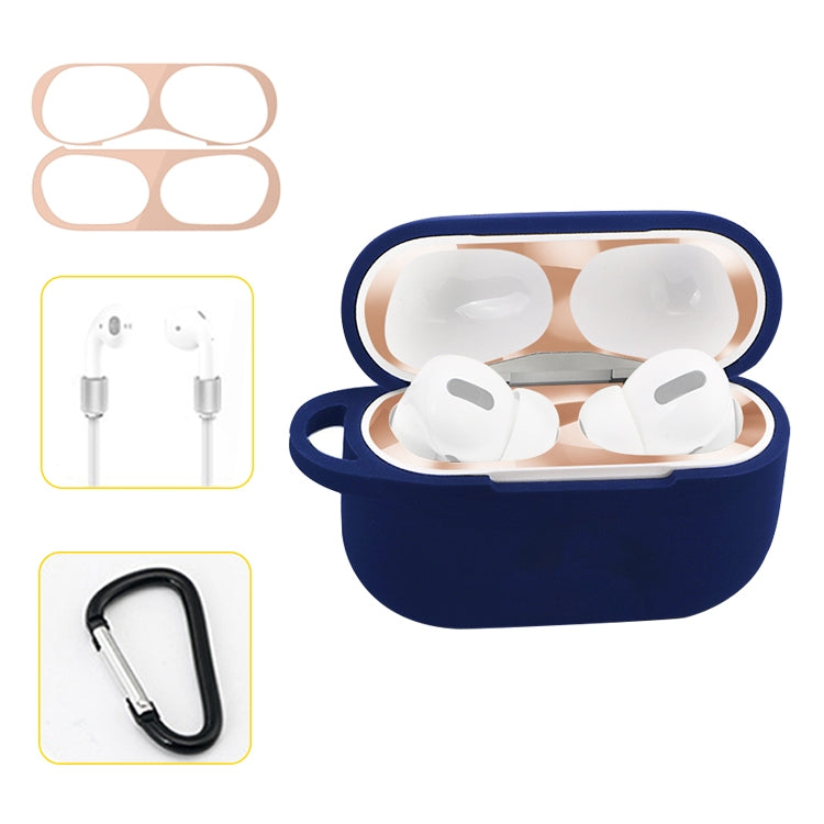 For AirPods Pro Silicone Wireless Earphone Protective Case Storage Box with Hook & Anti-drop Rope