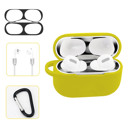 For AirPods Pro Silicone Wireless Earphone Protective Case Storage Box with Hook & Anti-drop Rope