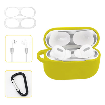 For AirPods Pro Silicone Wireless Earphone Protective Case Storage Box with Hook & Anti-drop Rope