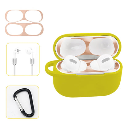 For AirPods Pro Silicone Wireless Earphone Protective Case Storage Box with Hook & Anti-drop Rope