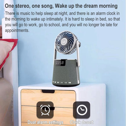 SOAIY K8 Wireless Bluetooth Dual Alarm Clock Speaker with Small Fan