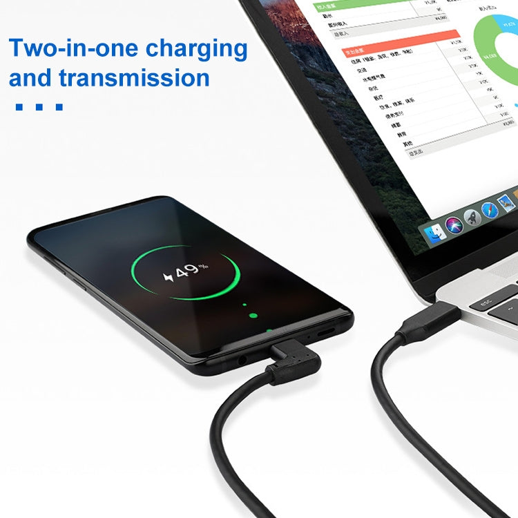 60W 3A USB-C / Type-C Male to USB-C / Type-C Elbow PD Fast Charging Magic Belt Cable, 0.5m, 1m, 2m