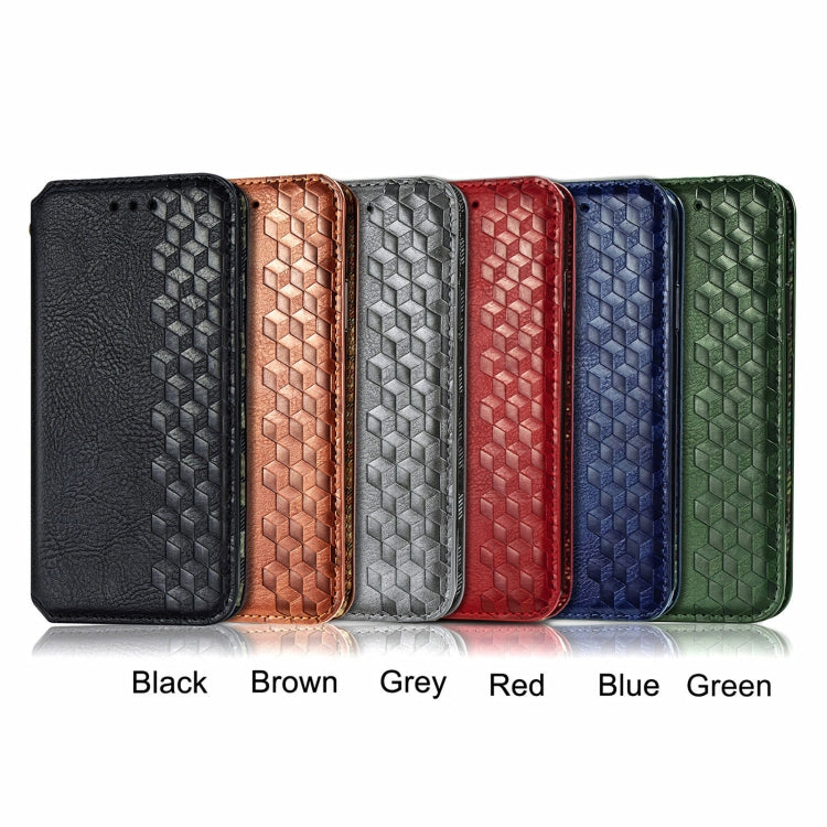 Cubic Grid Pressed Horizontal Flip Magnetic PU Leather Case with Holder & Card Slots & Wallet