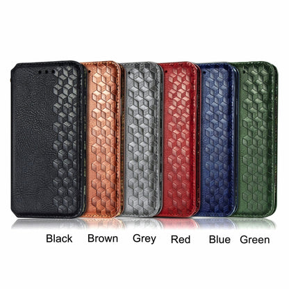 Cubic Grid Pressed Horizontal Flip Magnetic PU Leather Case with Holder & Card Slots & Wallet