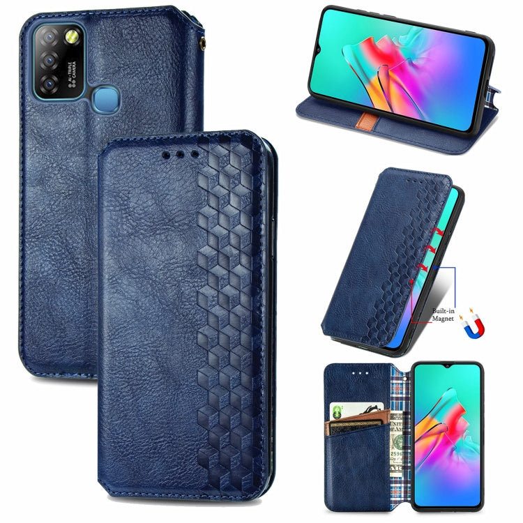 Cubic Grid Pressed Horizontal Flip Magnetic PU Leather Case with Holder & Card Slots & Wallet