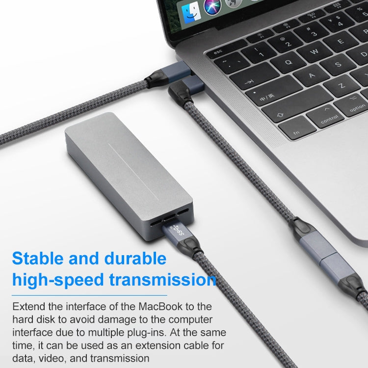 100W USB-C / Type-C Elbow Male to USB-C / Type-C Female Full-function Data Extension Cable, 0.2m, 0.5m, 1m, 1.5m