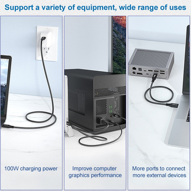 100W USB-C / Type-C 4.0 Male to USB-C / Type-C 4.0 Male Full-function Data Cable for Thunderbolt 3, 0.5m, 0.8m, 1m