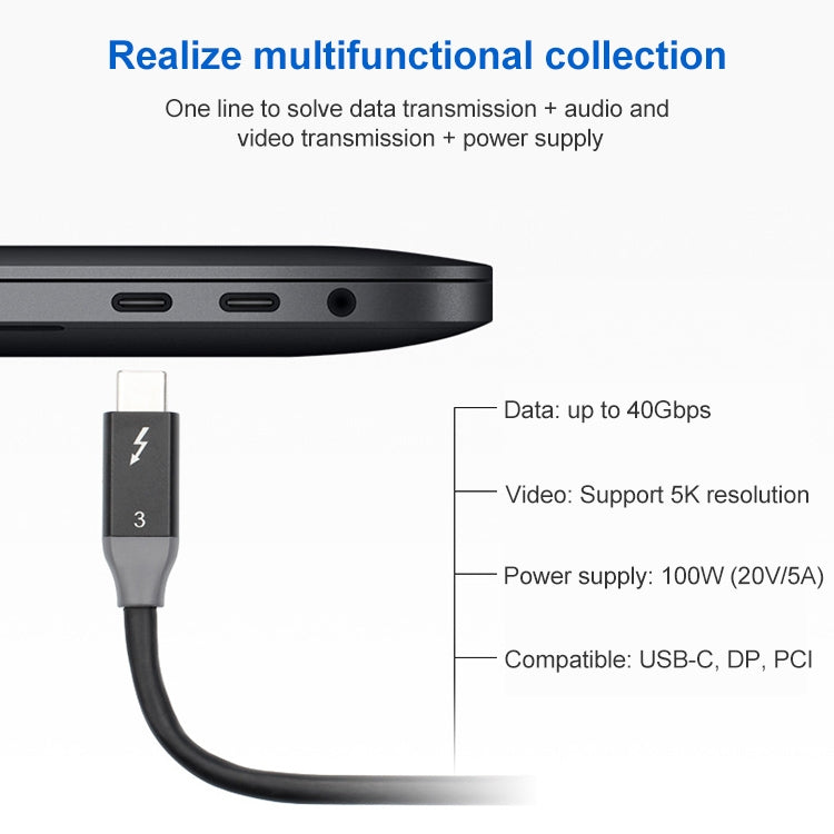 100W USB-C / Type-C 4.0 Male to USB-C / Type-C 4.0 Male Two-color Full-function Data Cable for Thunderbolt 3, 0.95m, 1.22m