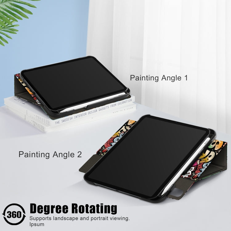 Painted Pattern Voltage Horizontal Flip PU Leather Case with Rotating Holder & Pen Slot & Sleep / Wake-up Function