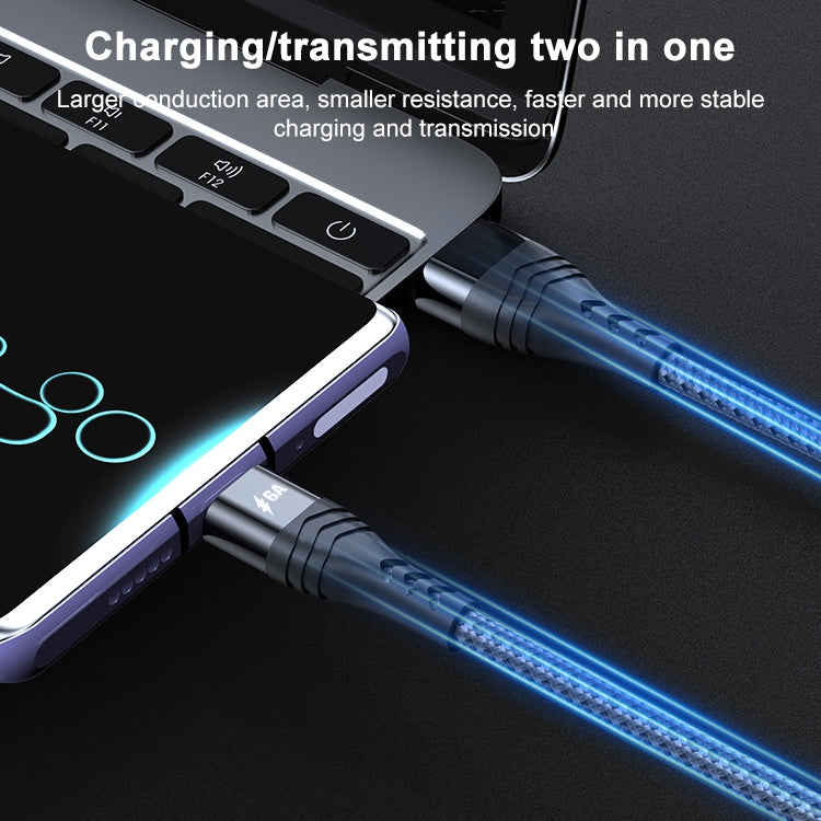 ADC-005 6A USB to USB-C / Type-C Weave Fast Charging Data Cable, 1m, 2m