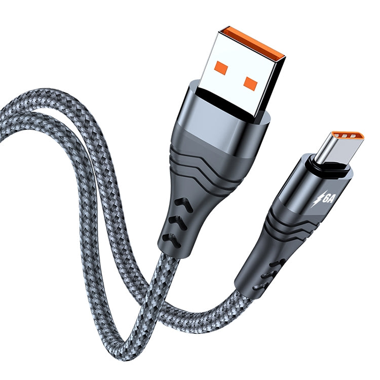 ADC-005 6A USB to USB-C / Type-C Weave Fast Charging Data Cable, 1m, 2m