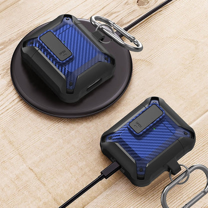 Wireless Earphones Shockproof Bumblebee Carbon Fiber Protective Case with Switch