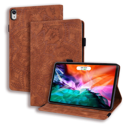 Calf Pattern Double Folding Design Embossed Leather Case with Holder & Card Slots & Pen Slot & Elastic Band, For iPad mini 2024 / mini 6