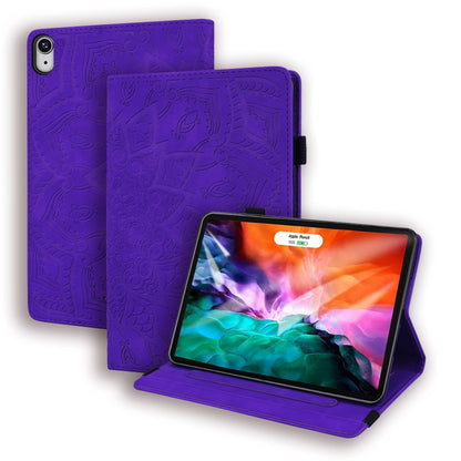 Calf Pattern Double Folding Design Embossed Leather Case with Holder & Card Slots & Pen Slot & Elastic Band, For iPad mini 2024 / mini 6