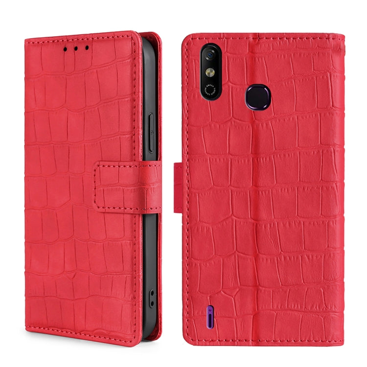 Skin Feel Crocodile Texture Magnetic Clasp Horizontal Flip PU Leather Case with Holder & Card Slots & Wallet