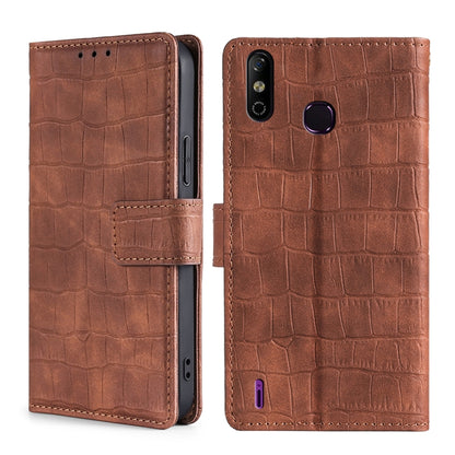 Skin Feel Crocodile Texture Magnetic Clasp Horizontal Flip PU Leather Case with Holder & Card Slots & Wallet