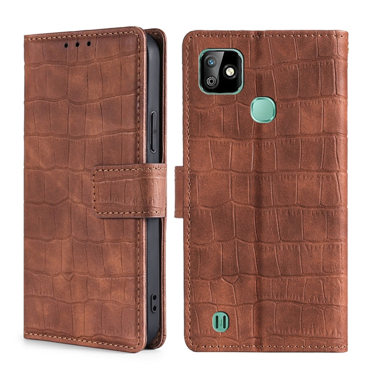 Skin Feel Crocodile Texture Magnetic Clasp Horizontal Flip PU Leather Case with Holder & Card Slots & Wallet