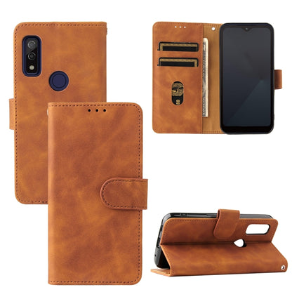 Solid Color Skin Feel Magnetic Buckle Horizontal Flip Calf Texture PU Leather Case with Holder & Card Slots & Wallet