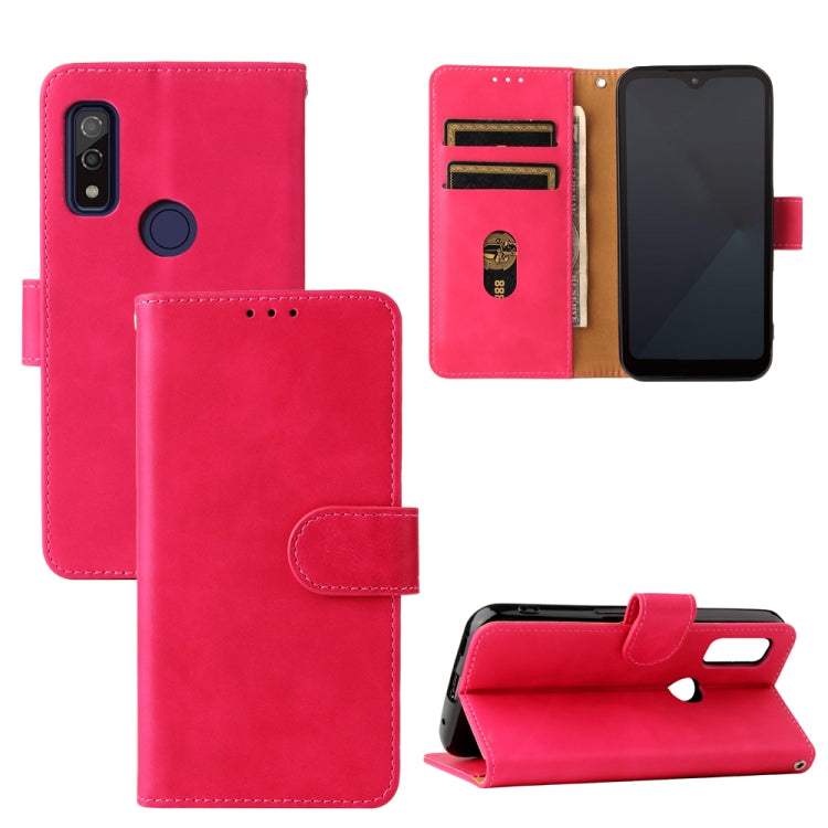 Solid Color Skin Feel Magnetic Buckle Horizontal Flip Calf Texture PU Leather Case with Holder & Card Slots & Wallet, For Fujitsu Arrows WE