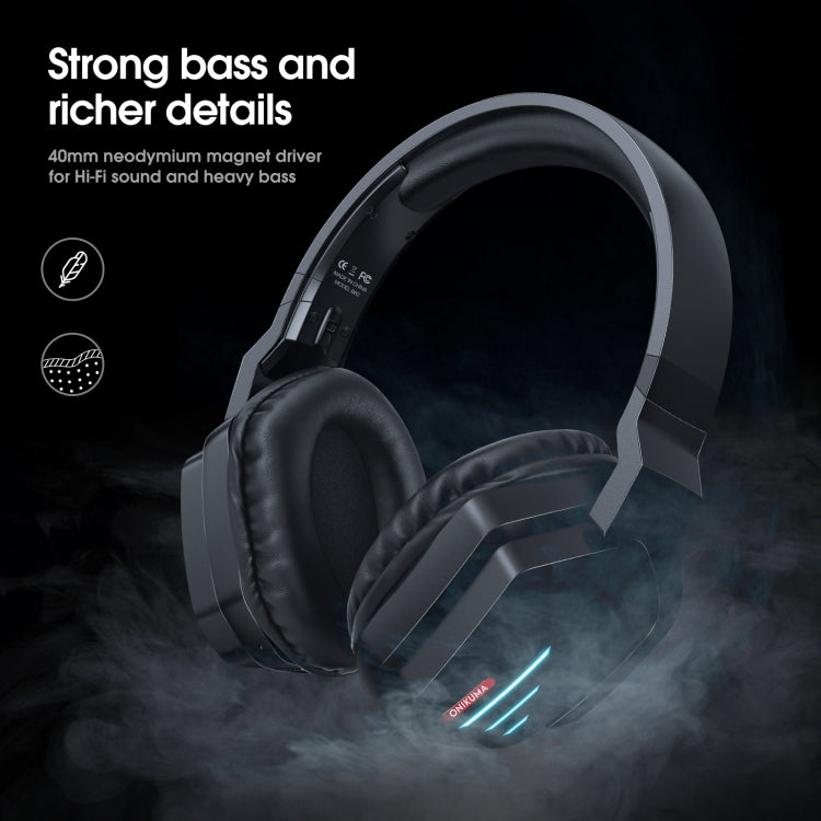 ONIKUMA B60 Bluetooth 5.0 Adjustable Strong Bass Gaming Wireless Bluetooth Headset with Microphone