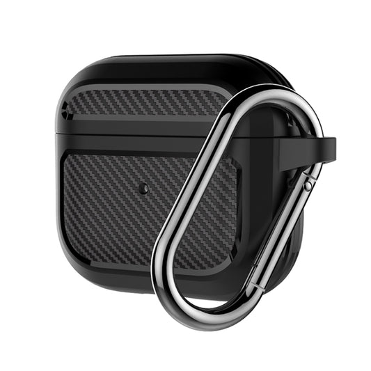 Carbon Fiber TPU Thicken Shockproof Earphone Protective Case with Hook