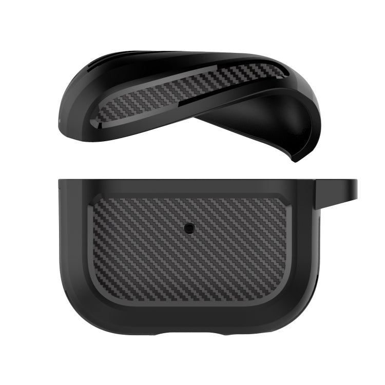 Carbon Fiber TPU Thicken Shockproof Earphone Protective Case with Hook