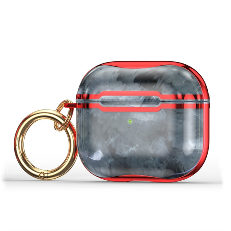 Marble Texture Electroplating Frame Earphone Protective Case with Hook, For AirPods 3