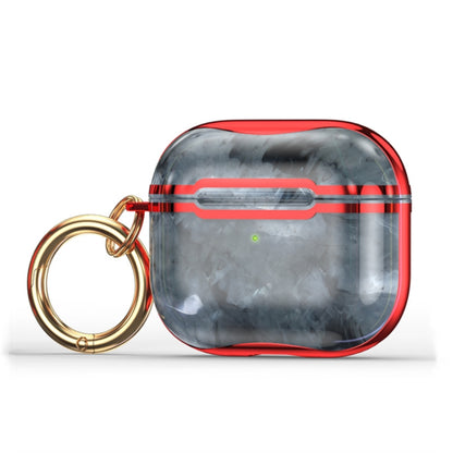 Marble Texture Electroplating Frame Earphone Protective Case with Hook, For AirPods 3