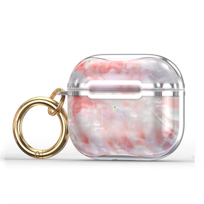Marble Texture Electroplating Frame Earphone Protective Case with Hook, For AirPods 3