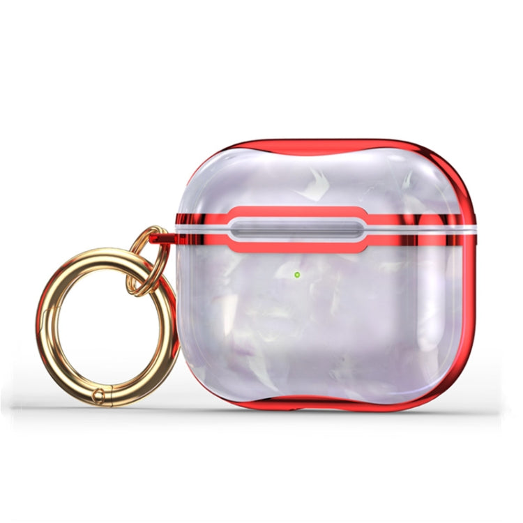 Marble Texture Electroplating Frame Earphone Protective Case with Hook, For AirPods 3