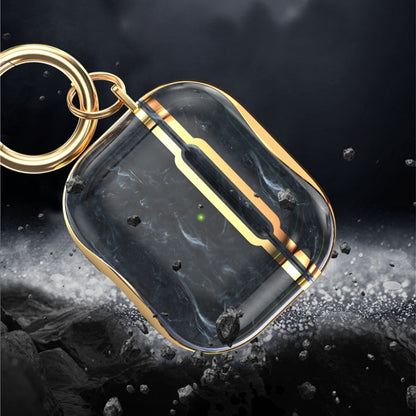 Marble Texture Electroplating Frame Earphone Protective Case with Hook