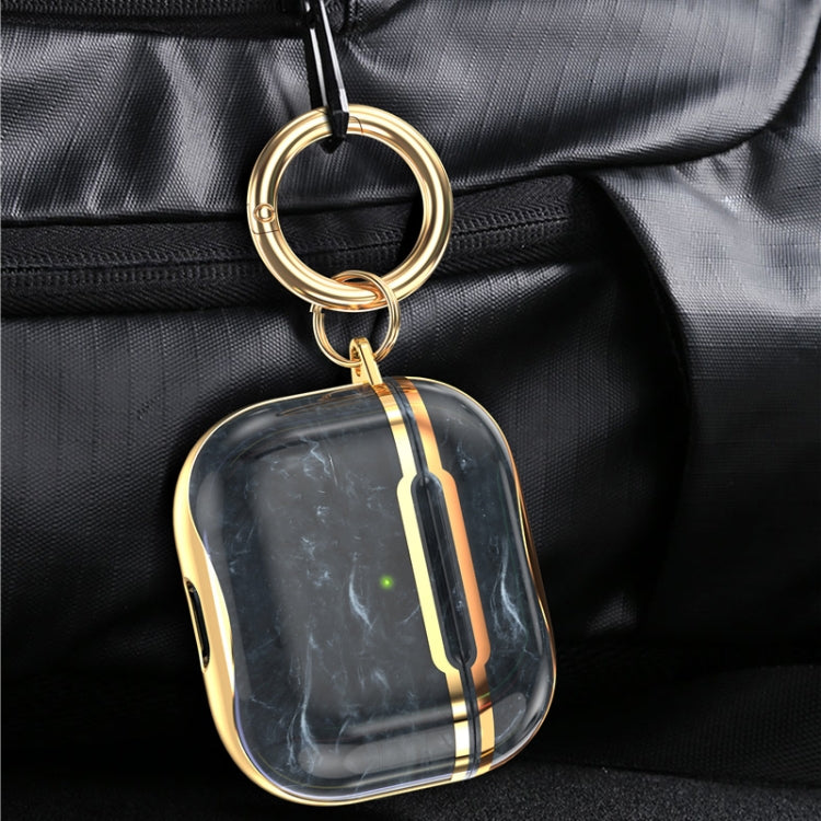 Marble Texture Electroplating Frame Earphone Protective Case with Hook, For AirPods 3