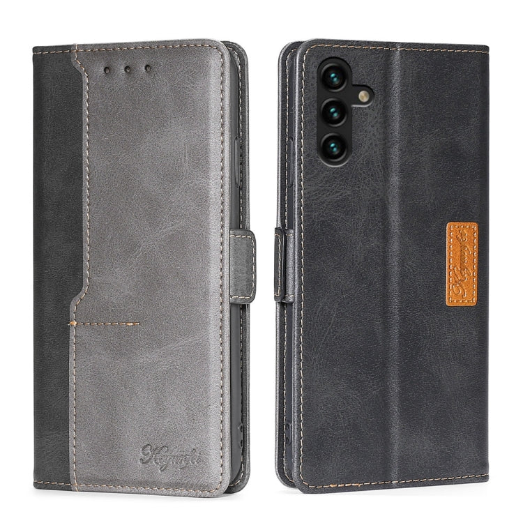 Retro Texture Contrast Color Side Buckle Horizontal Flip Leather Case with Holder & Card Slots & Wallet