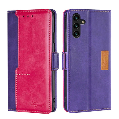 Retro Texture Contrast Color Side Buckle Horizontal Flip Leather Case with Holder & Card Slots & Wallet