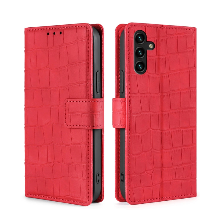 Skin Feel Crocodile Texture Magnetic Clasp Horizontal Flip PU Case with Holder & Card Slots & Wallet