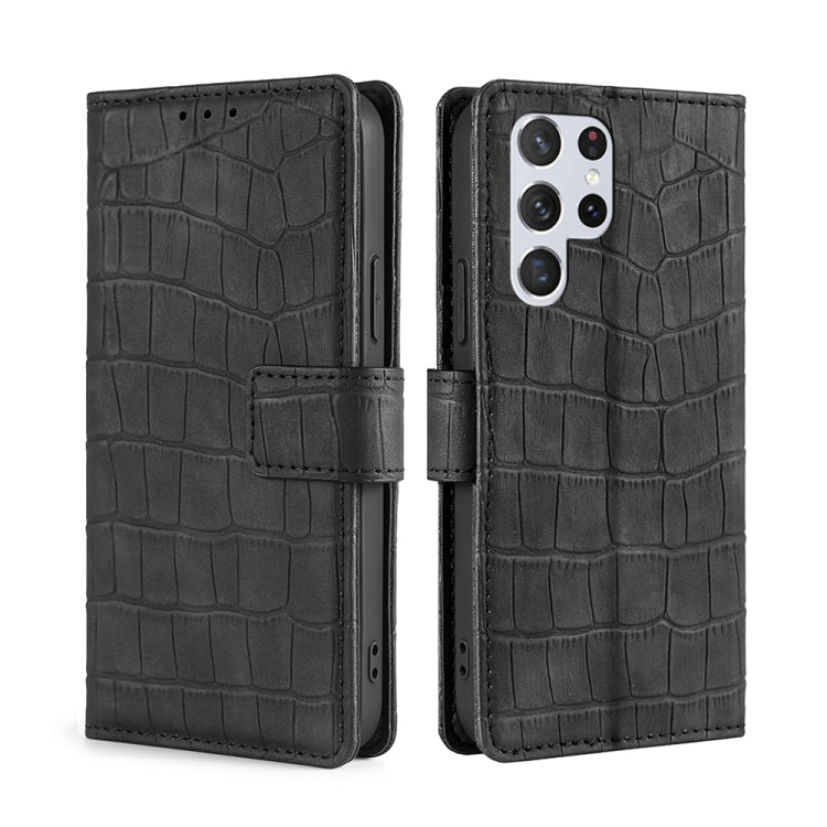 Skin Feel Crocodile Texture Magnetic Clasp Horizontal Flip PU Case with Holder & Card Slots & Wallet