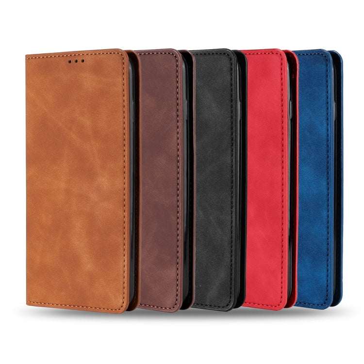 Skin Feel Magnetic Horizontal Flip Leather Case with Holder & Card Slots